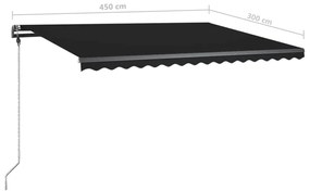 Toldo retrátil manual independente 450x300 cm antracite