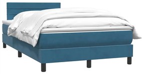 Cama com molas/colchão 120x210 cm veludo azul-escuro