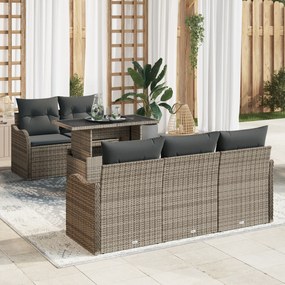 Conjunto de Sofá de Jardim com Almofadas Cinzento vidaXL 6 Peças Ratta