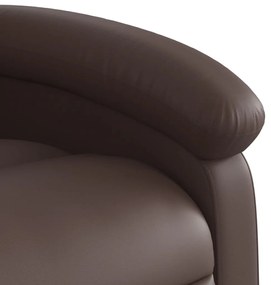 Poltrona massagens reclinável elevatória couro artif. castanho