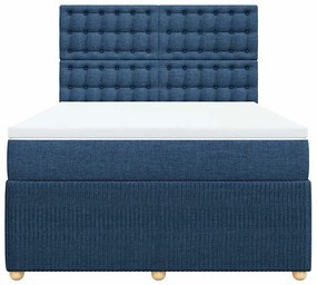 Cama com molas/colchão 160x200 cm tecido azul