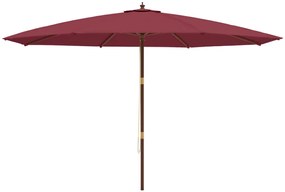 Guarda-sol de jardim c/ poste madeira 400x273 cm bordô