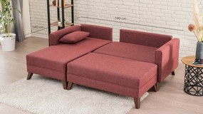 Sofá-cama de canto Bella – Vermelho Bordô – 205 x 85 x 140 cm