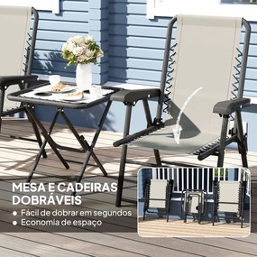 Conjunto De Mesa E Cadeiras De Jardim Móveis De Exterior Dobrável – Li
