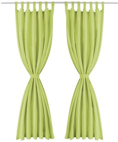Cortinas de cetim com presilhas 2 pcs 140x245 cm verde