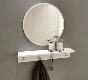 Hall Stand V103 – Branco – Prateleira: 80x15x15 cm, Espelho: 60x60 cm