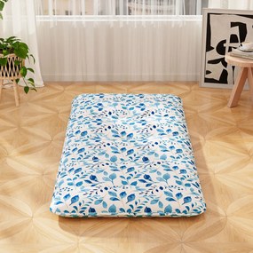 Colchão enrolável para o chão com capa lavável e com bolsa de transporte 200 x 90 x 10 cm - azul