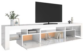 Móvel de TV com luzes LED 215x36,5x40 cm branco brilhante