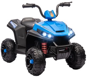 AIYAPLAY Quadriciclo Elétrico para Crianças com Bateria 12V Faróis e Música Carga 30 kg 85x55,5x62 cm Azul