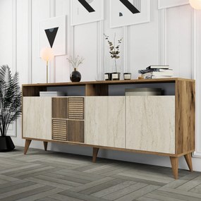Console Milan – Walnut/Travertine – 180 cm x 78 cm x 35 cm