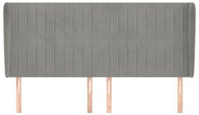 Cabeceira cama c/ abas veludo 163x23x118/128 cm cinzento-claro