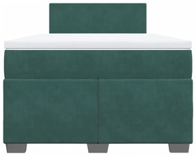 Cama boxspring com colchão 120x190 cm veludo verde-escuro