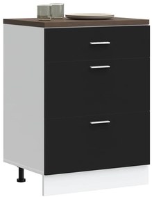 Armário base de cozinha “Lyon” preto madeira engenheirada