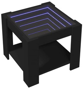 Mesa de centro c/ LEDs 53x53x45 cm derivados de madeira preto