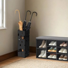 Suporte para guarda-chuvas 15,5 x 15,5 x 49 cm preto