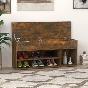 vidaXL Banco sapateira 105x30x45 cm derivados madeira carvalho fumado