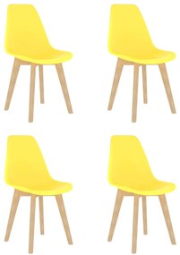 Cadeiras de jantar 4 pcs plástico amarelo