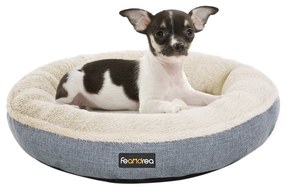 Cama para cães com formato donut suave | FEANDREA | 55 x 55 x 12 cm | cinzento|bege | PGW55G.