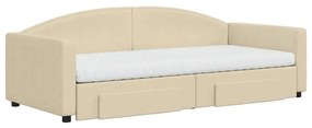 Sofá-cama com gavetão e gavetas 90x200 cm tecido cor creme