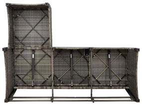 3 pcs conjunto sofás de jardim com almofadões em L vime PE