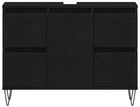 Gabinete de Pia de Banheiro vidaXL Carvalho Preto 80x33x60 cm Madeira