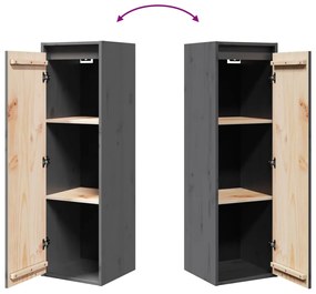 Armários de parede 2 pcs 30x30x100 cm pinho maciço cinza