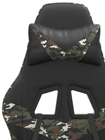 Cadeira gaming giratória couro artificial preto e camuflado