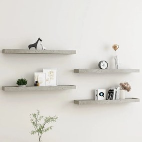 vidaXL Prateleiras parede Loggia 4 pcs 80x15x4 cm MDF cinzento cimento
