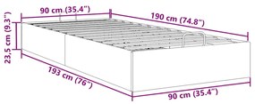 Otomano Bed Frame No Colchão Cinzento Escuro 90x190 cm Veludo