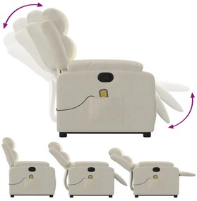 Poltrona elevatória de massagens veludo cor creme