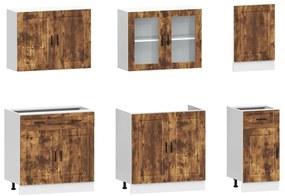 7 peças armário de cozinha conjunto Kalmar carvalho fumado