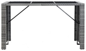 7 pcs conjunto bar para jardim c/ almofadões vime PE cinzento