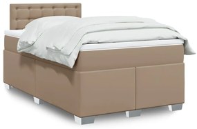 Cama boxspring c/ colchão 120x190cm couro artificial cappuccino