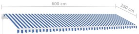 Toldo retrátil manual independente 600x350 cm azul e branco