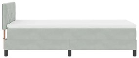 Cama Box com Colchão e Luz LED Cinza Claro 90x200 cm Veludo