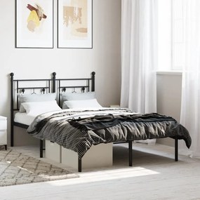 vidaXL Estrutura de cama com cabeceira 120x200 cm metal preto