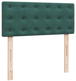 Cama boxspring com colchão 120x200 cm veludo verde-escuro