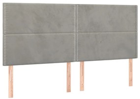 Estrutura de cama sem colchão 160x200 cm veludo cinzento-claro