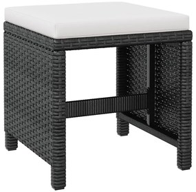 9 pcs conjunto jantar p/ exterior vime e madeira acácia preto