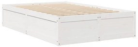 Cama sem colchão 135x190 cm madeira de pinho maciça branco