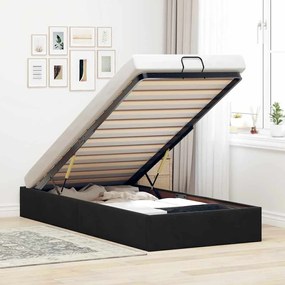 Ottoman Bed Frame No Colchão Preto 90x190 cm Veludo