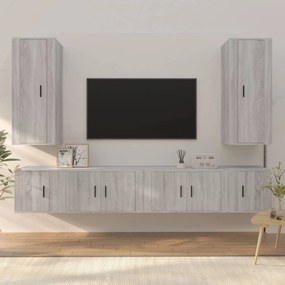 vidaXL Conjunto móveis de TV 6 pcs madeira processada sonoma cinza