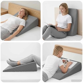 vidaXL Travesseiro em Wedge Liso Cinzeto 69 x 64 x 19 cm