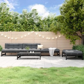 5 pcs conjunto lounge de jardim madeira de pinho maciça preto