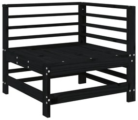 3 pcs conjunto lounge de jardim madeira de pinho maciça preto