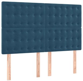 Cama com molas/colchão 140x200 cm veludo azul-escuro