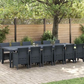 vidaXL Conjunto de Jantar para Jardim 13 pcs Antracite Rattan Polt