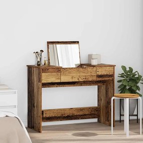 vidaXL Mesa de Maquiagem com Espelho Madeira Velha 100x45x76 cm