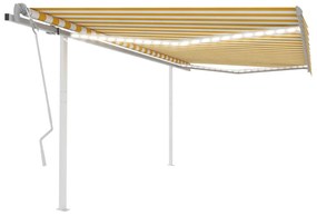 Toldo retrátil manual com luzes LED 4,5x3,5 m amarelo e branco