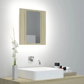 804951 vidaXL Armário espelhado casa de banho LED acrílico carvalho sonoma